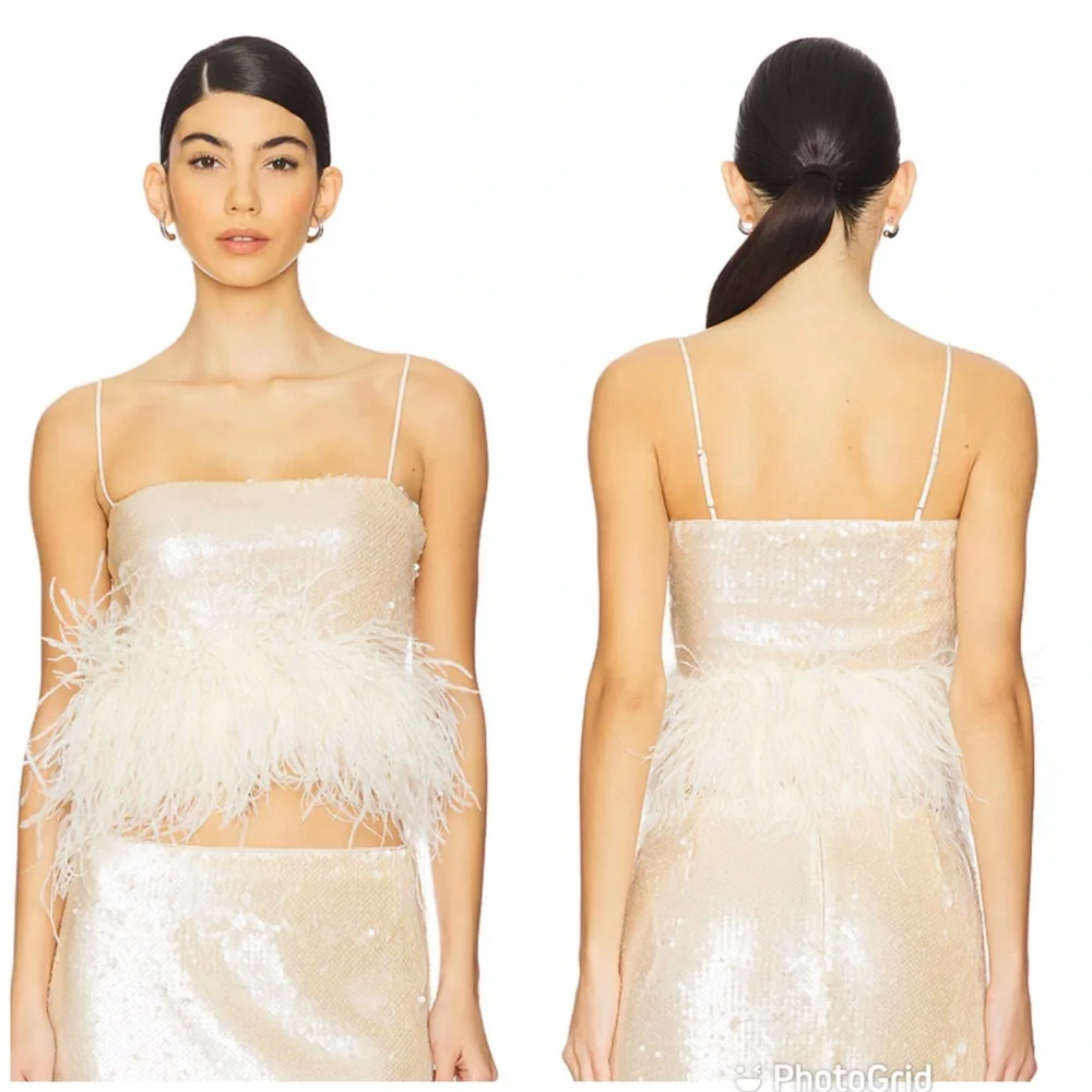 L’ Academie by Marianna Ceci Sequin Cami in Blush Nude New With Tags! - Picture 3 of 9